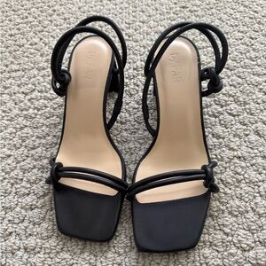 Never Worn BY FAR Black Strappy Heels with Ankle Strap
